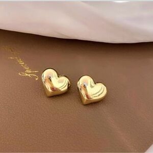 Anthropologie Gold Heart Earrings